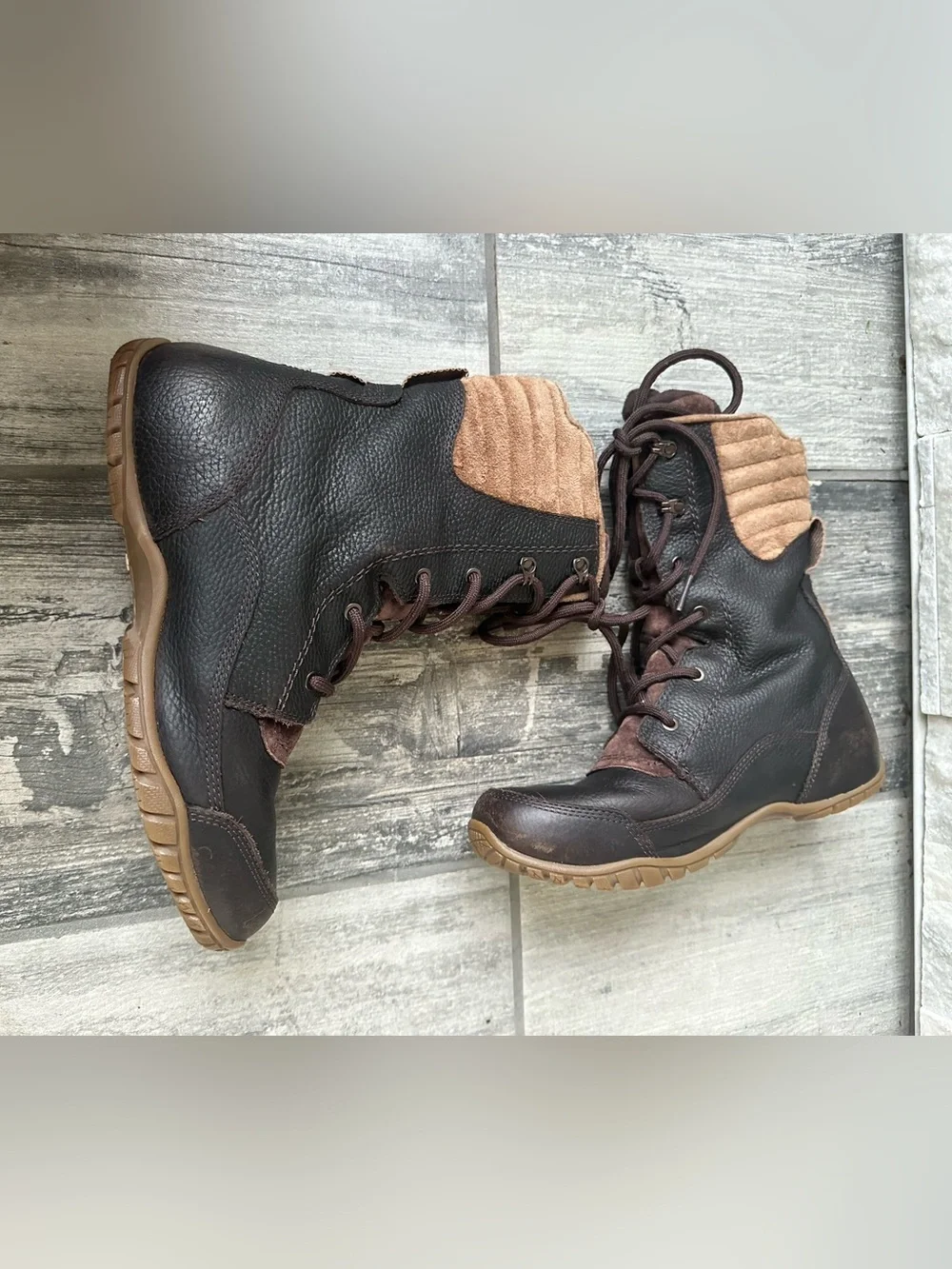 THE NORTH FACE Purna Luxe Lace-Up Winter Boots Brown Tan Primaloft Size 8